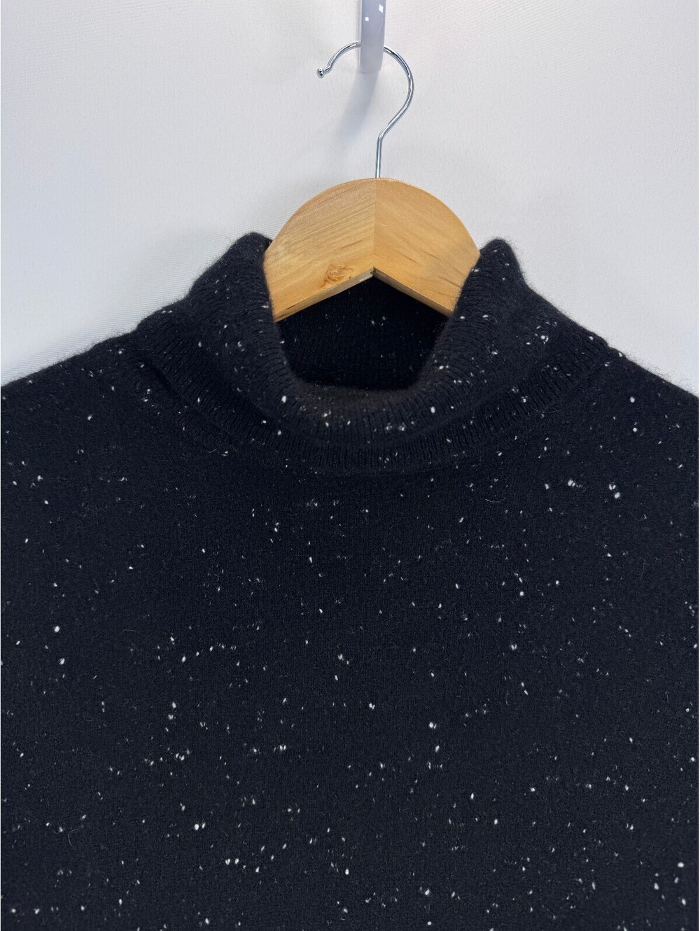 Premium Talbots Donegal Black Speckled Pure Cashmere Turtleneck Sweater Woman 1X - Picture 2 of 7